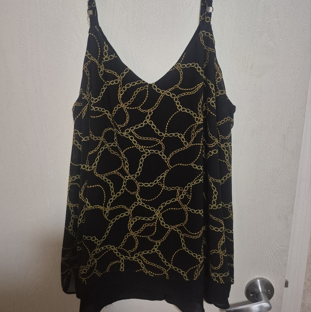 Torrid Black and Gold Chain Print Camisole